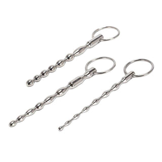 Presenting an image of Princely Training Wand Urethral Beads in polished stainless steel with varying girth beads for unique sensations.
