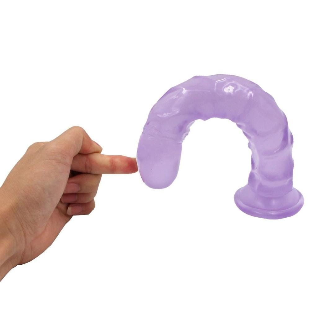 Pussy-Skewering Purple 9-Inch to 10" Dildo With Nylon Harness