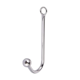 Beaded Stainless Steel Fetish Anal Hook featuring 2 Balls, 9.47 inches in length.