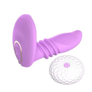 Grooved Silicone Thrusting Vibrator Dildo