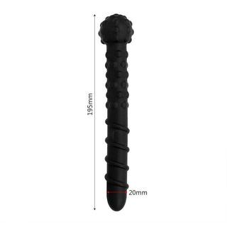 Sensual Spiked Rectal Stimulation Ribbed 7 Inch Anal Dildo specifications: Length - 7.68 inches, Width - 0.79 inches.