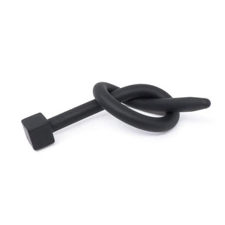 Displaying an image of a 13.78 inch silicone urethral sound in black color.