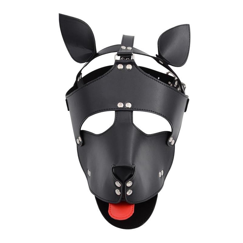Featuring an image of Pet Dog Muzzle - crafted from synthetic leather with lifelike details of ears and muzzle.