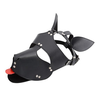 Pictured here is an image of Pet Dog Muzzle - adjustable buckles for a snug fit and playful red tongue for excitement.