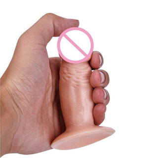 Teeny Tiny Silicone 4.53 Inch Realistic Suction Cup Dildo - an image of a compact and filling silicone dildo