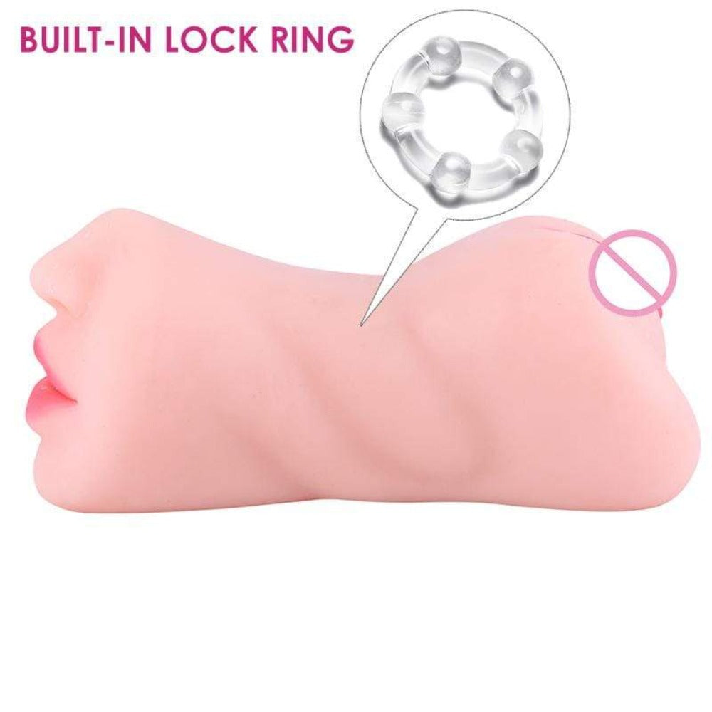 Dual Pleasure Channels Stroker Sex Toy made from skin-like TPR material for a safe and comfortable experience.