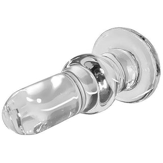 This is an image of Transparent Tower Toy Glass Anal Plug Huge 5.12 Inches Long, showcasing its exquisite dimensions and textures for intense stimulation.