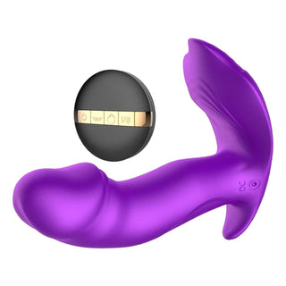 Presenting an image of the dual-action intimate toy with G-spot and clitoris massager.