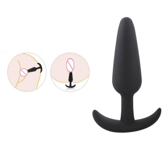 Sai-Shaped Black Silicone Butt Plug Men 3.27 to 4.84 Inches Long