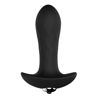 You are looking at an image of 7-Speed Black Silicone Vibrating Butt Plug 4.06 Inches Long with a bullet vibrator included.