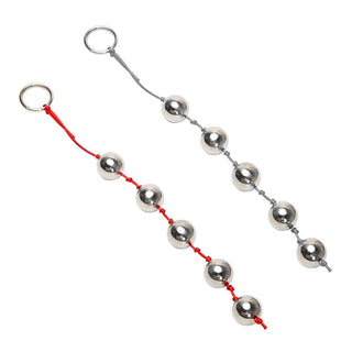 Check out an image of Handheld Fun Time Metal Anal Balls, designed for versatile intimate play with silver beads.