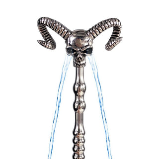 This is an image of the Stainless Catheter Horny Devil Sound, featuring a straight, stainless steel rod with beaded texture.