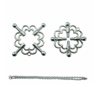 Floral Pattern Nipple Ring Cuffs - high-quality metal clamps for intimate play.
