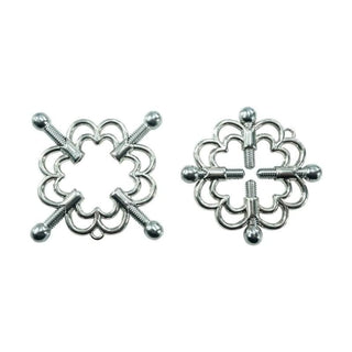 Floral Pattern Nipple Ring Cuffs - alloy clamps with screws for personalized pressure control.