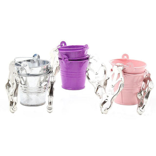 What you see is an image of Colored Bucket Butterfly Clamps in silver color.