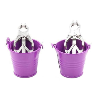 Take a look at an image of Colored Bucket Butterfly Clamps featuring pink bucket weights.