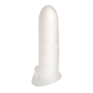 Here is an image of Full Coverage Thick Silicone Penis Sleeve Cock Extender in white color with a length of 7 inches and a width of 1.3 inches.