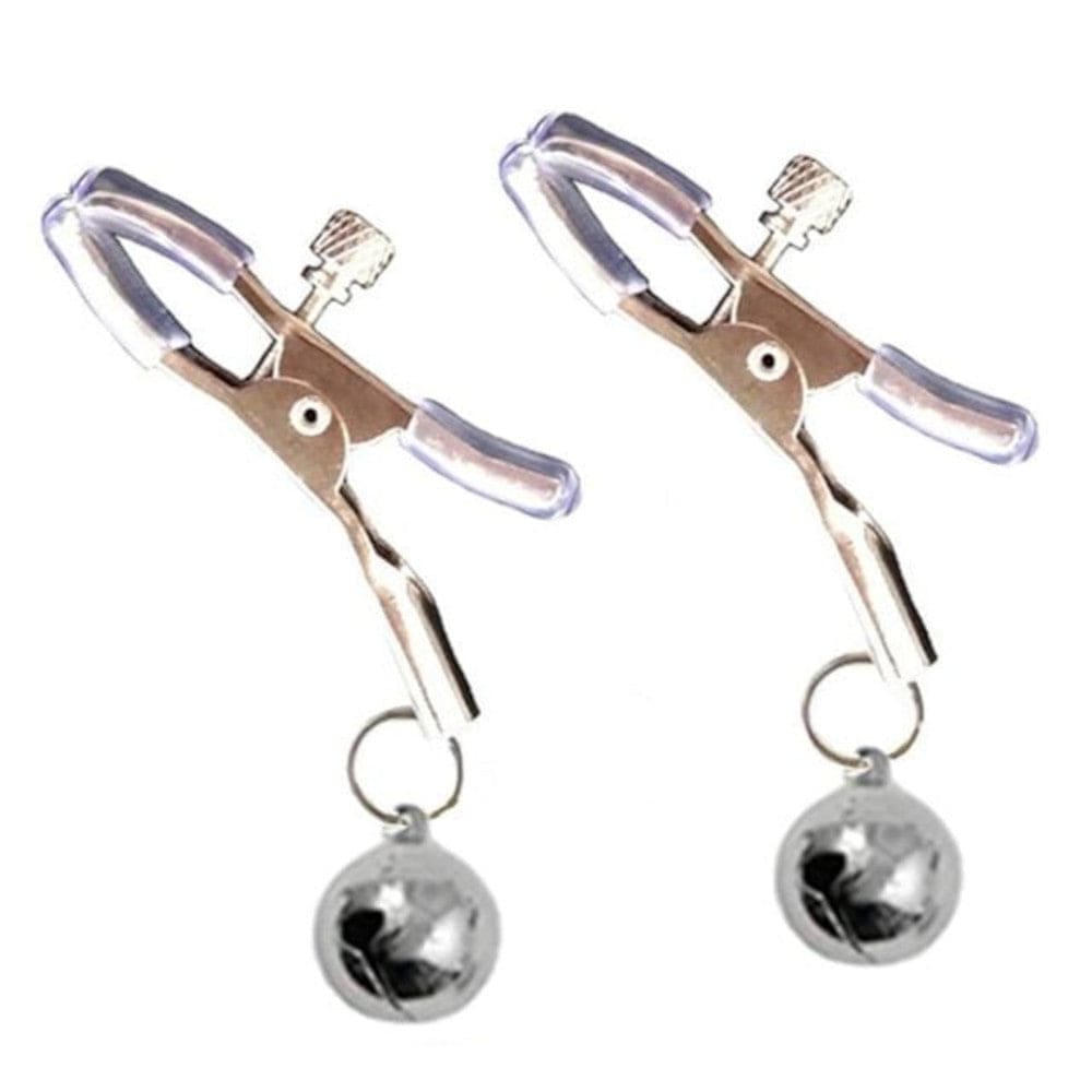 This image features Sexy Silver Bell Nipple Clamps with a smooth rubber finish for a comfortable fit.