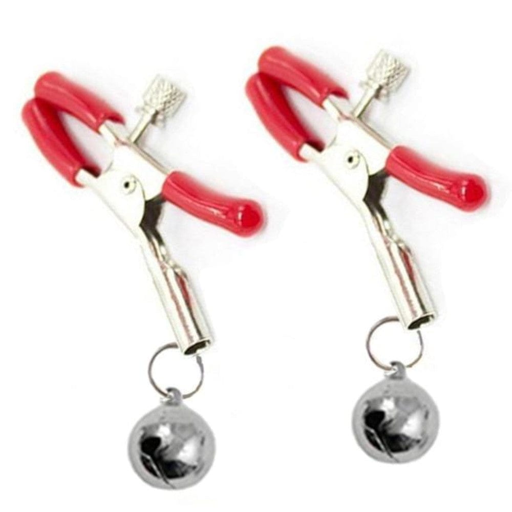 A picture of Sexy Silver Bell Nipple Clamps, perfect for a tantalizing journey of pleasure and pain.
