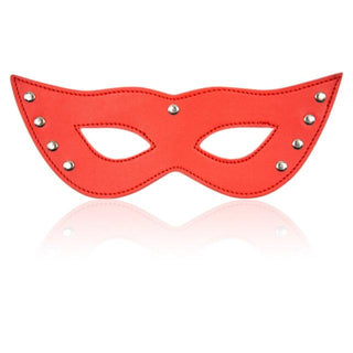 This is an image of a half-face masquerade mask made of soft synthetic leather for sensual exploration.