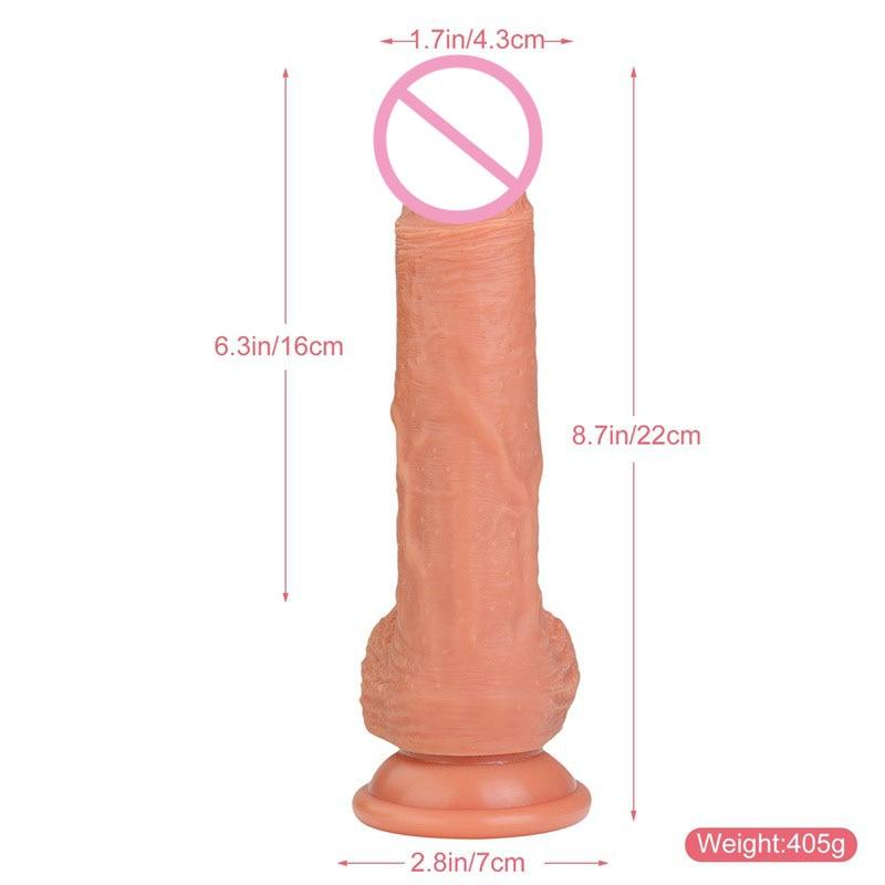 This is an image of the Happiness Provider 8 Inch Suction Cup Toy With Testicles, featuring a 2.76 inch suction cup for secure attachment.