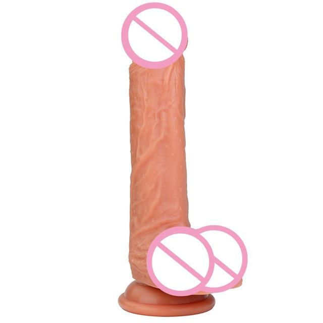Check out an image of the flesh-colored Happiness Provider 8 Inch Suction Cup Toy With Testicles, perfect for satisfying your cravings.