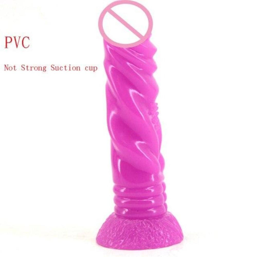 Check out an image of the ribbed texture of Winding Ribbed Stimulator 8 Inch Knot Dildo