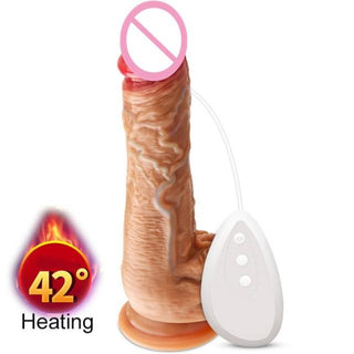 Cyberskin-like texture silicone dildo with realistic features for intense thrusting pleasure.