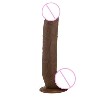 This is an image of a realistic cock-shaped dildo, 11 inches long, ready to provide intense pleasure.