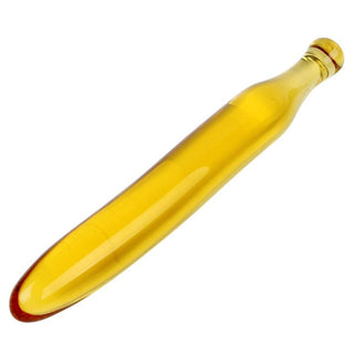 This is an image of Banana Dildo Cute and Sexy Glass, featuring a realistic banana color and a convenient handle for easy use.