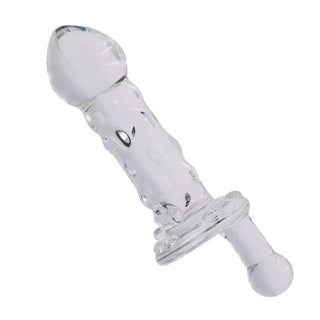 This is an image of Rotating Dick Rocket 6 Inch Cute Dildo made from clear glass for heightened pleasure.