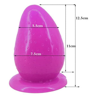 Visual of the Purple Strawberry Anal Dildo With Suction Cup - Girthy toy for greater anal pleasure, easy to clean and disinfect.
