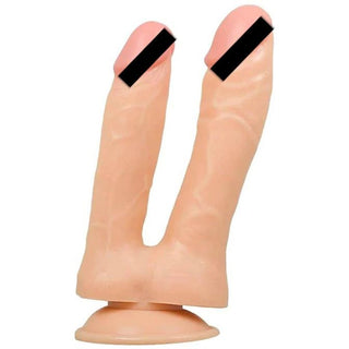 Double sided dildo with defined penis heads and pronounced veins, 6.2 inches long and 1.4 inches thick, image of Awesome Orgasmic Fun 5.7 - 6.1 Double Sided Dildo.