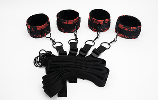 No Frills Bed Restraints Bondage Strap with adjustable strap length of 63.78 to 66.93, cuffs measuring 16.54 in length, and 2.36 in width, designed for versatile positioning and control in BDSM play.
