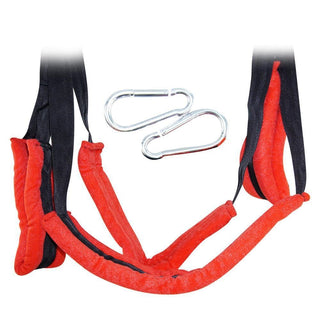 An image showcasing the plush red pads of the adjustable sex swing for curvy ladies.