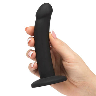 Presenting an image of Smooth 6 Inch Black Dildo With Suction Cup featuring natural cock-like curves for deep and thrilling experiences.