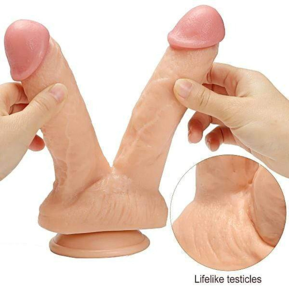 A visual of the Flesh-colored double dildo with two heads designed for G-spot and A-spot exploration, creating twice the pleasure.