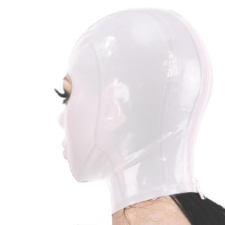 White Latex Sex Mask designed for sensory exploration and unexpected pleasure in bondage play.