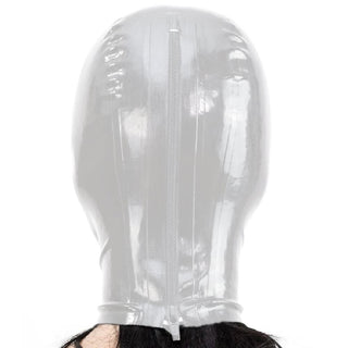Image of Handmade Natural Latex Sex Rubber Mask showcasing perfect fit for all sizes with head and neck circumference details.