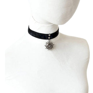 Here is an image of the luxurious Discreet Mister Sun Velvet Collar Day with adjustable velvet fabric strap and zinc alloy pendant.