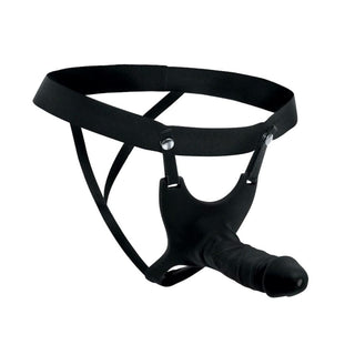This is an image of a black Realistic 7 Strapon Harness designed for shared pleasure and dominance exploration.