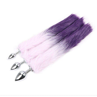 Purple Fur Silver Metallic Tail Butt Plug 17 to 18 inches long