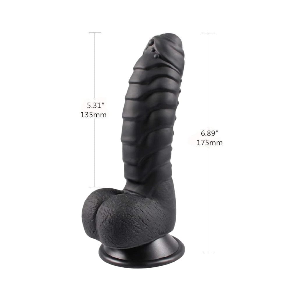 Black Suction Cup Silicone Beaded Anal Plug 6 Inch