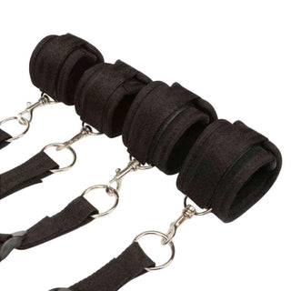 Black Nylon 6-Piece Ankle Bed Restraints Bondage Set with Strap