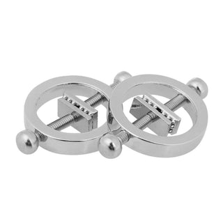 Observe an image of the surgical-grade stainless steel material of the Toothed Nipple Clamps for safety and durability.