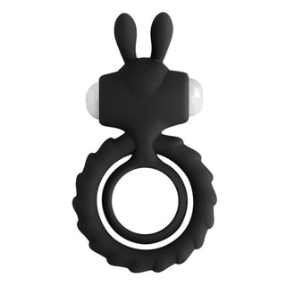This is an image of Naughty Bunny Vibrating Cock and Ball Ring with a bullet-type vibrator for ultimate sexual invigoration.