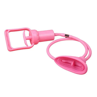 In the photograph, you can see an image of Fancy Pink Clitoral Pump showcasing its smooth silicone cup and adjustable tube.