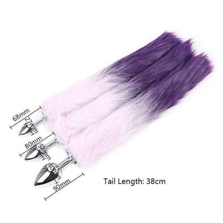 Purple Fur Silver Metallic Tail Plug 17 to 18 inches long