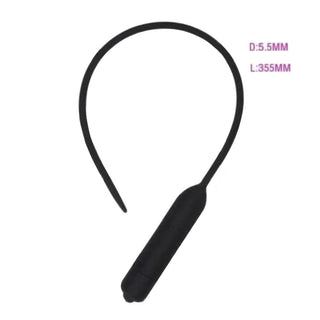 Image of 14-inch long Vibrating Urethral Sound toy with 0.21-inch width, crafted from body-safe silicone for deep, resonant vibrations.