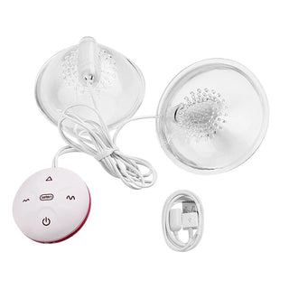 Hands-Free Tit Toy Stimulator Nipple Vibrator Suction Cups in clear TPE material with soft nubs for enhanced pleasure.